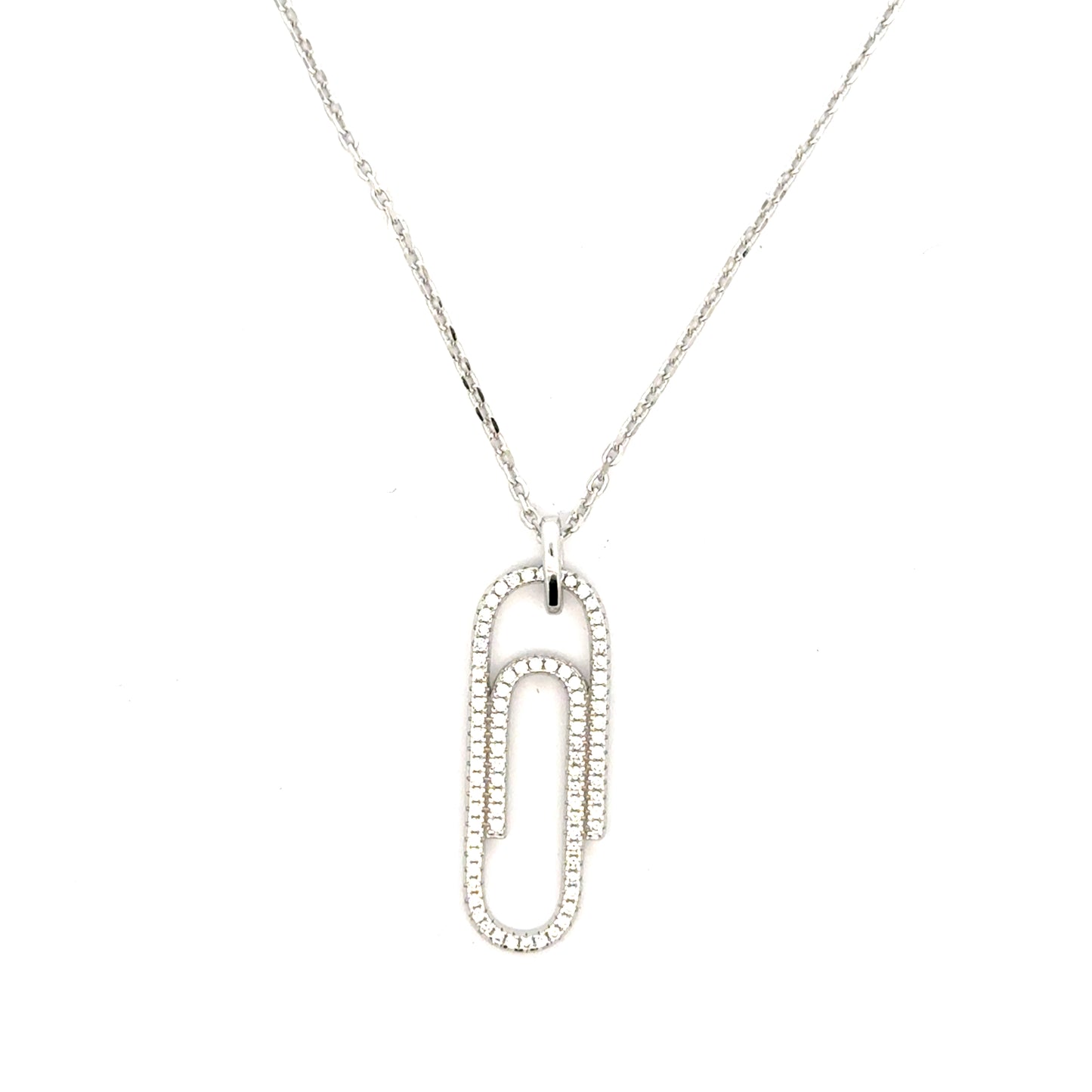 Paperclip Pendant Necklace | 925 Silver