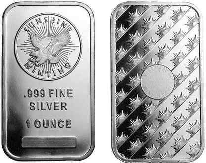 1 Oz Silver Bar US sunshine