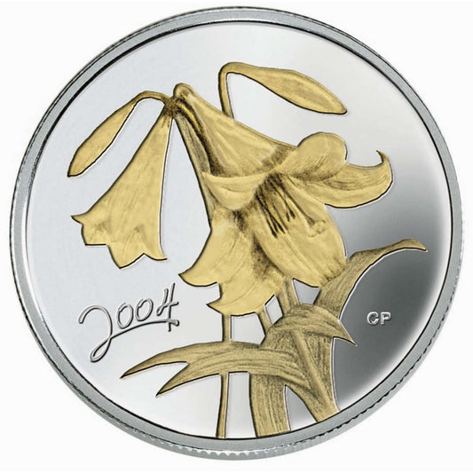0.5 Oz coin RCM 24k Gold Plated Lily