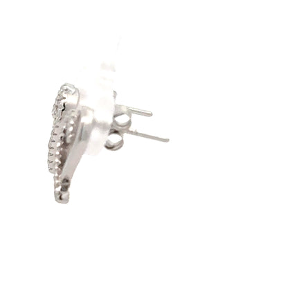 Elegant Open Heart Stud Earrings | Silver-Tone with Sparkling Accents