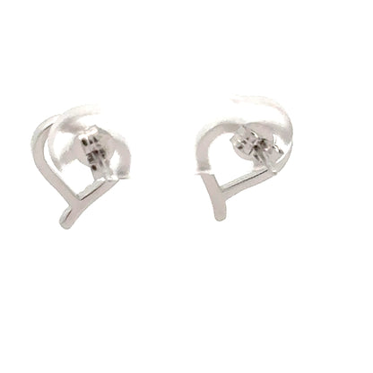 Elegant Open Heart Stud Earrings | Silver-Tone with Sparkling Accents