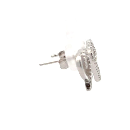 Elegant Open Heart Stud Earrings | Silver-Tone with Sparkling Accents