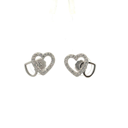 Exquisite Heart Stud Earrings | Sparkling Crystal Pave & Layered Design