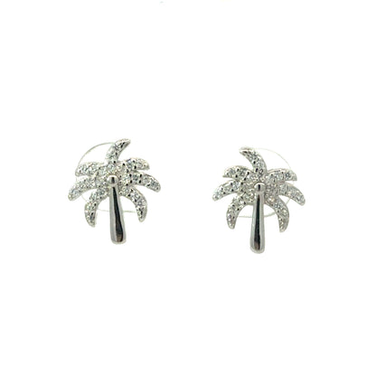 Stunning Palm Tree Stud Earrings | Tropical Design with Sparkling Crystals