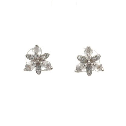Stunning Floral Stud Earrings | Pear & Round Crystal Cluster Design