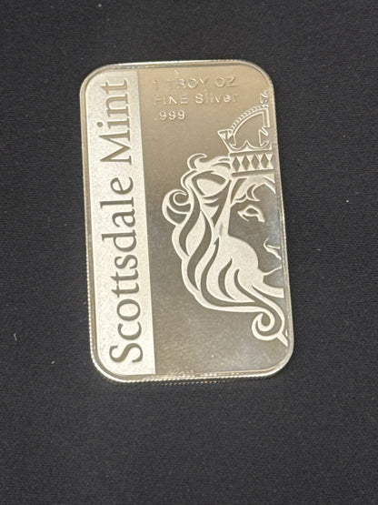 1 Oz Silver Bar Scottsdale Mint