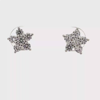 Stunning Star-Shaped Stud Earrings | Elegant Accent Stone Cluster Design