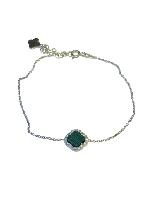 Obsidian Clover Bracelet | 925 Silver