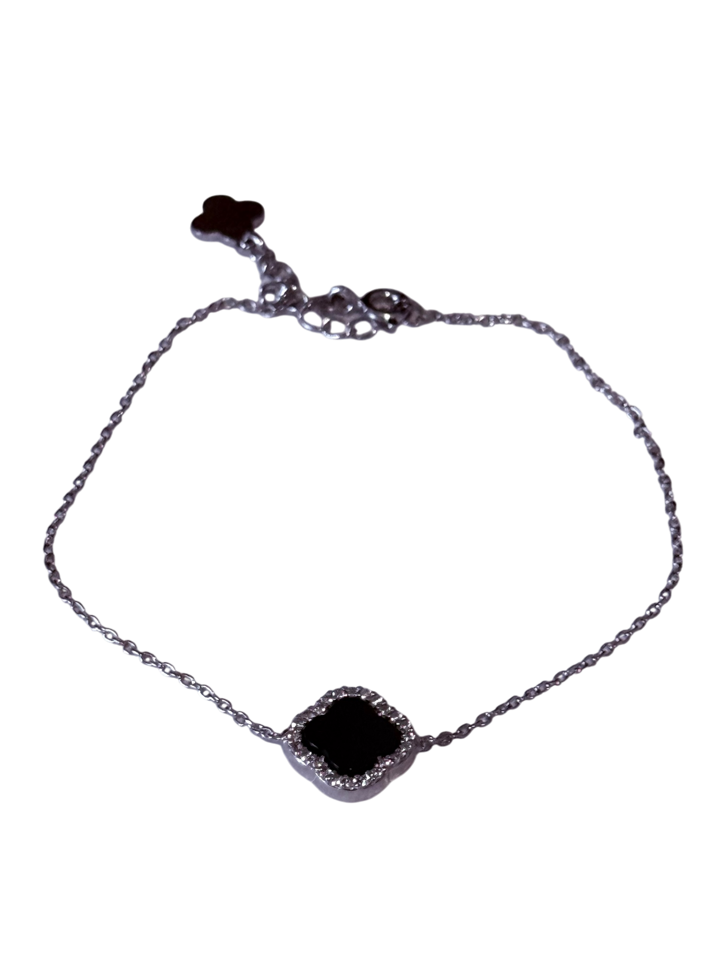 Obsidian Clover Bracelet | 925 Silver